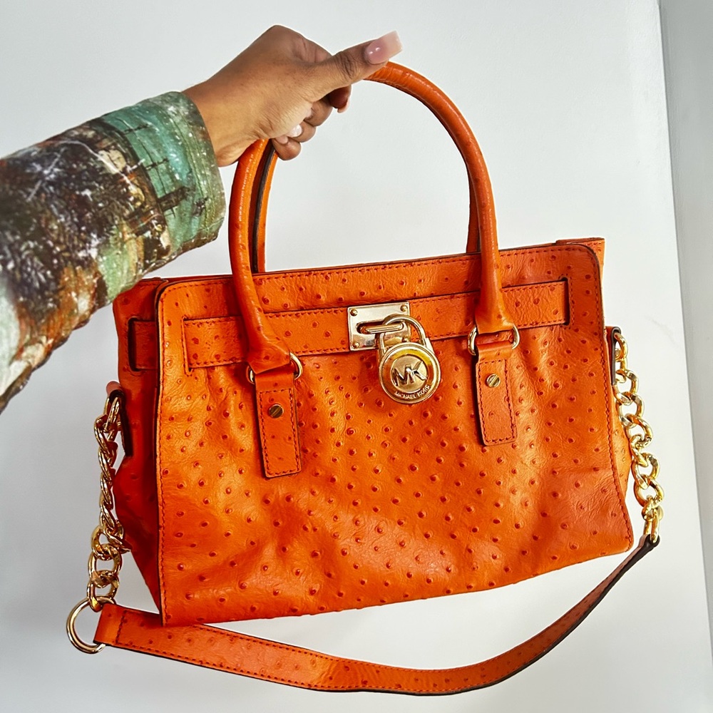 Orange Ostrich MK bag